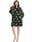Blanket Hoodie for Women Men Oodie Adult Cozy Warm Wearable Blanket Comfy Sherpa Oversized Hoodie Blanket Sweater with Pocket Adult Multicolored Dinosaur One Size Fits All