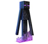 Mattel Minecraft Diamond Enderman Action Figure with Accessories Including Flocked Grass Block, 5.5-inch Toy Collectible, HLN40, Black