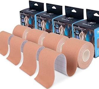 4 Pack Kinesiology Tape for Sports Athletes - 16 FT Waterproof Athletic Tape for The Knee, Elbow and Shoulder Muscles, etc. (Beige)