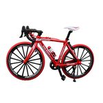 NUOBESTY Alloy Bicycles Model, Creative Alloy Model 1: 10 Mini Simulation Racing Bike Finger Bicycle Toy (Curving Grip Red)