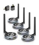 AIMIBO Wireless HDMI Transmitter and 4 Receivers, 5.8G @60Hz, Plug & Play HDMI Wireless Multiple TVs Extender for Streaming Video/Audio from Laptop, Camera, TV Box to TVs, Projectors, Monitors -656FT