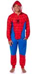 Marvel Superhero Adult Hooded Union Suit Costume Pajama For Men and Women, Classic Spider-man, Small-Medium