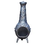 Oakland Living Hummingbird Cast Metal 53" Chimenea with Built-in Handles, Spark Guard, Antique Pewter