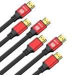 jojobnj HDMI Cable 10FT 3-Pack, 48Gbps 8K@60Hz 4K@120Hz, HDCP 2.2 & 2.3, DTS:X, HDR 10 Compatible with Roku TV/eARC/3D/PS5/HDTV/Laptop/Blu-ray High Speed HDMI Cable(Red)