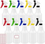 10 Pack Plastic Spray Bottles, 24 oz Refillable Empty Spray Bottle with Measurements & Label, Leakproof Water Spray Bottle with Adjustable Nozzle, Mist Sprayer Bottle for Cleaning Solutions Hair Plant