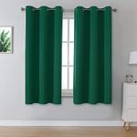 DUALIFE Forest Dark Green Blackout Curtains 54 Inch Length Thermal Insulating Room Darkening 38 Inch Width Short Window Curtain Panels for Living Room 38 by 54 Inch 2 Panels Grommet