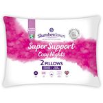 Slumberdown Cosy Nights Super Support Pillows 2 Pack - Firm Support Side Sleeper Pillows for Neck and Shoulder Pain Relief - Supportive, Hypoallergenic, UK Standard Size (48cm x 74cm)