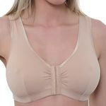 Gemm Womens Stretch Soft Cotton Lycra Non Wired Front Fastening Comfortable Bra Nude, 38