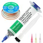 TANG HONG Solder Paste & Solder Wick Kit,Sn42% Bi58% Lead Free Solder Paste,138℃ Low Melt Solder Paste 30g (1 PACK), 4.9Ft Desoldering Wick Braid Remover Solder (1 PACK)