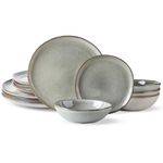 AmorArc Ceramic Dinnerware Sets,Handmade Reactive Glaze Plates and Bowls Set,Highly Chip and Crack Resistant | Dishwasher & Microwave Safe Dishes Set,Service for 4 (12pc)
