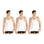 INDIAN THREADS Men’s White Cotton Round Neck Sleeveless Regular Fit Comfort Vest-P (M, 3)