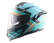 Vega Zap DV Alliance Full Face Motorcycle Helmet with Dual Visor, Shock Absorbing Liner, Comfortable Interior, Lightweight Shell, Aerodynamic Design, Ventilated Fit, and Trendy Hex Blue Black Finish Hex Blue Black-M