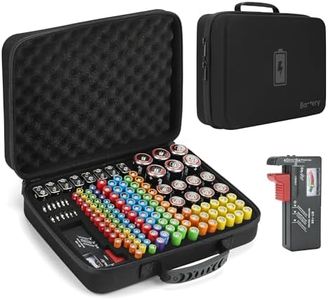 MOSLA Battery Organizer, Waterproof Battery Organizer Storage Case with Tester BT-168 Batteries AA AAA C D 9V - with Battery Tester BT-168 (Batteries are Not Included)