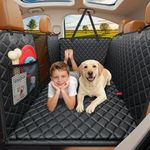 URPOWER Backseat Extender for Dogs - Hard Bottom Dog Car Seat Cover for Back Seat, Foldable Dog Hammock for Car, SUV, and Truck, Pet Rear Seat Protector Dogs Travel Bed with Mesh Window & Side Flaps