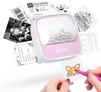 Mini Printer with 1 Roll Sticker Paper, Portable Sticker Printer Efficiently and Quickly, Thermal Printer for Study Notes, Pictures, DIY, Label, Free App with Multiple Templates Printer, Pinkcolor