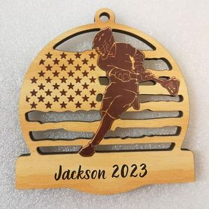 Lacrosse Ornament, LAX Ornament, Lacrosse Team and Player Ornaments, Decorations Gifts for Xmas Christmas Tree, Sport Ornament Coach Boy Girl Decor Wood 3.5''