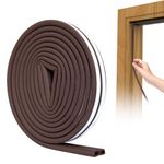 SUNMON Door Seal D-Type Strip Weather Stripping Self Adhesive Foam for Doors and Windows, Soundproofing Weatherstrip Gap Collision Avoidance（Brown）