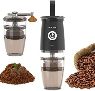 Portable Burr Coffee Grinder, Electric/Manual 2-in-1 Cafe Bean Grind Mill, USB Rechargable Mini Electric Coffee Grinder with 5 Grind Settings (Elegant Black)