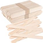 Kids B Crafty 100 Jumbo Lollipop Sticks - Large Smooth Wooden Lolly and Popsicle Craft Sticks - 150mm x 19mm for DIY Crafting, Painting, Mixing, and Plant Labels