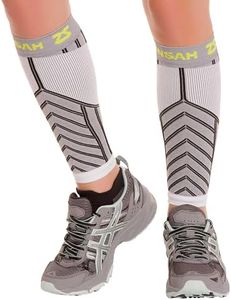 Zensah Running Leg Compression Sleeves - Shin Splint, Calf Compression Sleeve Men and Women, Gifts for Runners (POP White, Small/Medium)