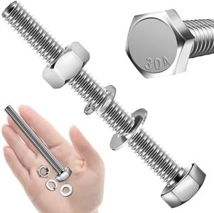 Mywish (10 Sets) 5/16-18x3 Hex Head Assorted Screws Nuts and Bolts with Flat & Lock Washers, 304 Stainless Steel 18-8, Fully Threaded, 5/16 Bolt Metric Bolt Assortment