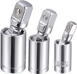 TCCO ENTERPRISE Impact Universal Joint Socket Sets 1/4 Inch, 3/8 Inch, 1/2 Inch Swivel Extension Drive U-Joints for Socket Adapter, Bar Extension, 360 Degree Rotation Impact Wrench Accessories(Silver)