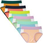 INNERSY Girls Cotton Underwear Comfy Mid Rise Panties Breathable Briefs for Teens 6 Pack(8-10 Years, 6 Bright Colors)