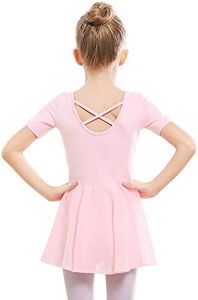 Stelle Ballet Leotards for Girls Dance Leotard with Skirt Toddler Dance Outfits Criss-Cross Back (Pink,4T)