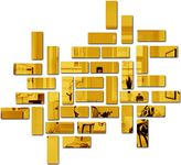 Bikri Kendra Glass - 35 Golden Decorative Mirror Stickers For Wall, Wall Mirror Stickers, 3D Acrylic Stickers Wall Stickers For Hall Room, Bed Room,Kitchen Living Room Kids Room,Rectangular,Unframed