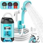 AUTOPkio Portable Camping Shower - Rechargeable Outdoor Camp Shower with Pressurizer & 4500mAh Battery Pump IPX7 Waterproof for Camp, Hiking, Car Washing, Pet Bath (Blue)