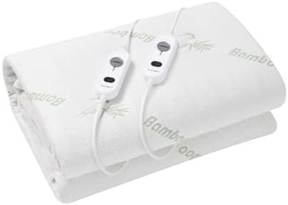 Dreamaker Waterproof Bamboo Fitted Electric Blanket - Naturally Hypoallergenic & Antimicrobial - Machine Washable - 3 Heat Settings (Double)