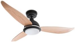 Pepeo 1223312017 Bayu Energy Saving Ceiling Fan with Dimmable LED Lighting, 27 W, 230 V, Black, 122 cm