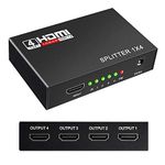 Microware 4K 1080P 3D Mini 4 Port HDMI Splitter Switcher 1 in 4 Out Distributor Splitter Black