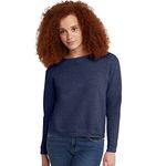 Hanes Women's EcoSmart Crewneck Sweatshirt, Navy Heather, S