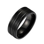 YAZILIND Men's Titanium Steel 8MM Band Ring Simple Punk Style Father's Day Hand Jewelry-Black(Size V 1/2)