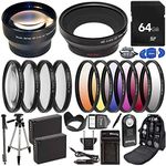 Ultimaxx 58MM Accessory Kit for Canon EOS Rebel T7, T6, T5, T3, T100, 4000D, 3000D, 2000D, 1500D, 1300D, 1200D 1100D, and More; includes: 2X LP-E10 Batteries, Filter Kits, Backpack & More