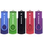 SIMMAX USB Flash Drives 5 Pack 16GB Memory Stick Swivel Design USB 2.0 Flash Drive Thumb Drive Zip Drives (16GB Blue Green Black Red Purple)