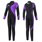 Owntop Women Wetsuit 5mm Neoprene Diving Suits - Front Zip Wet Suit for Women in Cold Water, Long Sleeve Stretch Full Swimsuit Keep Warm UPF50+ Swimwear for Snorkeling Surfing, Women Purple XL