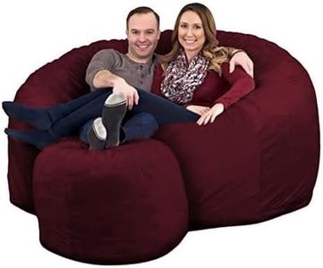ULTIMATE SACK 6ft Bean Bag Chair & Footstool, Oversize Bean Bag Chair for Adults, Comfy Chair Bean Bag Couch Lounge Sofa Loveseat Furniture | Burgundy Suede