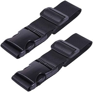 Wisdompro 2 Pcs Add a Bag Luggage Strap, Heavy Duty Adjustable Suitcase Belt Travel Attachment Travel Accessories for Connecting Your Luggage - Black