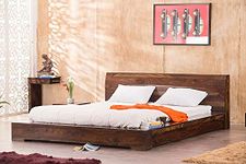 Reliable Furniture Wooden Queen Size Bed Without Storage for Bedroom | Low Height Platform Solid Wood Double Bed Cot Bed for Bed Room & Home | Sheesham Wood, Natural Brown