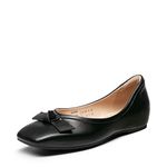 DREAM PAIRS Women's Dressy Ballet Flats, Comfortable Low Wedge Square Toe Shoes,Size 11,Black,SDFA2309W