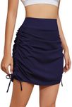 Cakulo Modest Knee Length Swim Summer Casual Skorts Skirts for Women Fashion Athletic Tennis Golf 20" Skirt Pocket, Drawstring-navy, Small