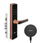 QUBO Smart Door Lock Ultra WiFi from Hero Group | Unlock from Anywhere | 5-Way Unlocking | Fingerprint | Pincode| RFID Access Card | Bluetooth Mobile App | Mechanical Key | OTP Access | (Copper)