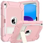 TOPWANT Case for iPad 10th Generation 10.9 inch 2022, iPad 10th Generation Case with Kickstand & Pencil Holder, Heavy Duty Shockproof Rugged Protective iPad 10th Gen Case, Pink