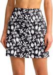 SANTINY 16" Golf Skorts Skirts for Women with 4 Pockets Women's High Waisted Stretchy Tennis Skirt Athletic Skort, Black Flower, X-Large