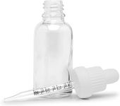 Proper Bottles (120 Pack) 30ml Glass Dropper Bottles w/Measurements & Tamper Proof Lid | Clear Bottle & White Cap | Concentrate, Medicine, Makeup, Supplement or Oil Containers, 878221582485