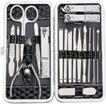 Nail Clippers Set Manicure Pedicure Kit - Stainless Steel 18 in 1 Portable Travel Grooming Kit-Facial and Nail Care Tools for Men and Women (Black)