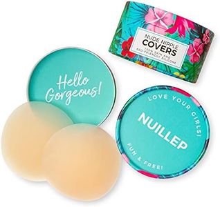 Nuillep Nipple Covers for Women Reusable - with Skin Safe Washable Adhesive, in Protective Travel Case. Light Toned Silicone Pasty Fits Cup Sizes A to D Nude