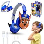 Wembley Paw Patrol Kids Wireless Bluetooth Headphones with Mic | Foldable Over Ear Headphones for Boys & Girls 3-8 Years | 90dB Safe Volume, AUX & USB Charging | Travel, Study & Music